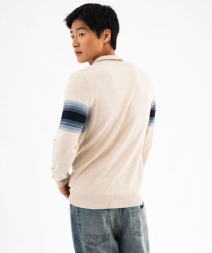 Pull en coton côtelé avec col camionneur homme vue3 - GEMO 4G HOMME - GEMO