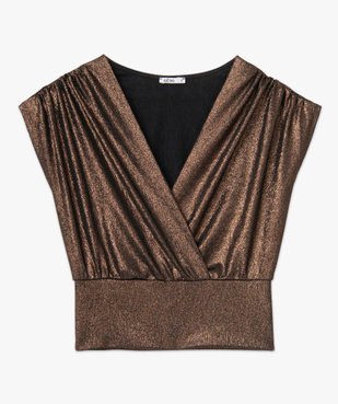 Tee-shirt femme cache-cœur sans manches en matière lamée vue4 - GEMO(FEMME PAP) - GEMO
