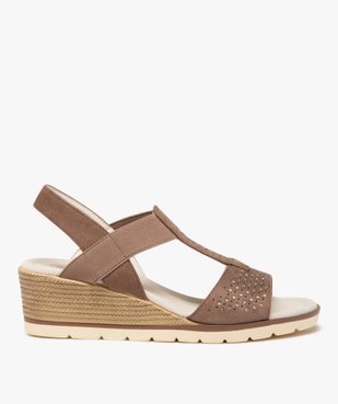 Sandales femme confort à talon compensé avec bride élastique et strass fantaisie vue1 - GEMO (CONFORT) - GEMO