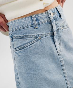 Jupe en jean délavé coupe courte et trapèze femme vue3 - LULUCASTAGNETTE - GEMO