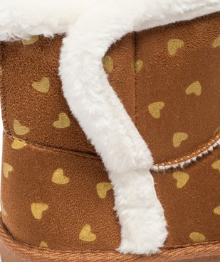Boots fille fourrées avec scratch à motif cœurs  vue6 - GEMO (ENFANT) - GEMO