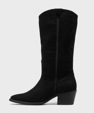 Bottes à talon en suédine look western femme - Follow Me vue3 - FOLLOW ME - GEMO