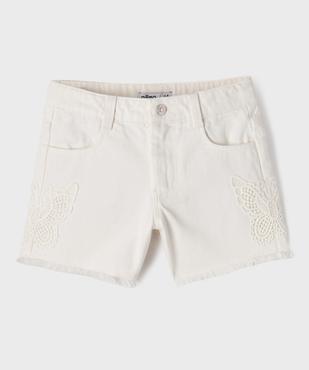 Short en jean brodé à bord franc fille vue2 - GEMO (ENFANT) - GEMO