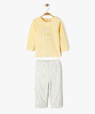 Pyjama en velours 2 pièces à motifs fleuris bébé fille vue1 - GEMO 4G BEBE - GEMO