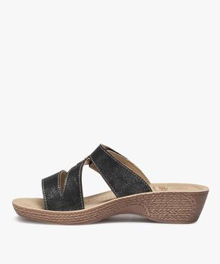 Mules femme confort brides métallisées à scratch vue3 - GEMO (CONFORT) - GEMO