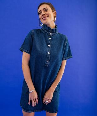 Robe en jean courte à col victorien femme vue2 - GEMO 4G FEMME - GEMO