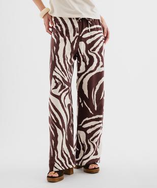 Pantalon fluide imprimé coupe ample avec taille élastique femme vue1 - GEMO(FEMME PAP) - GEMO