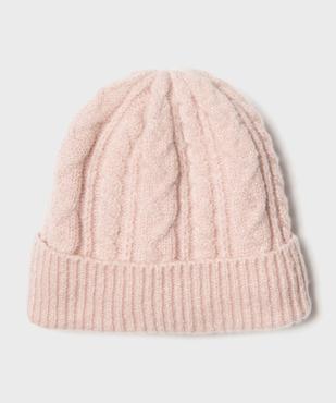 Bonnet en maille torsadée doublé polaire bébé fille vue1 - GEMO (ACCESS) - GEMO