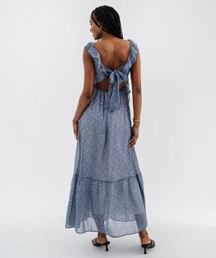 Robe longue en voile à dos-nu et volants femme vue3 - GEMO 4G FEMME - GEMO