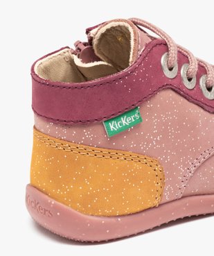 Chaussures premiers pas bébé fille en cuir imprimé fleuri - Kickers  vue6 - KICKERS - GEMO