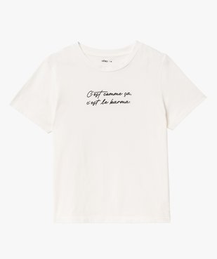 Tee-shirt manches courtes en coton à message femme vue4 - GEMO(FEMME PAP) - GEMO