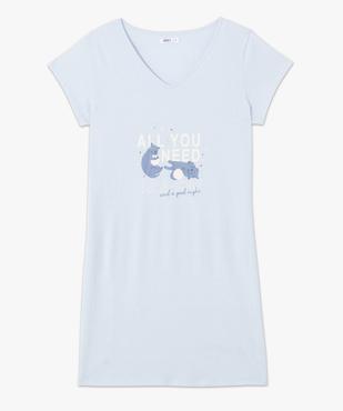 Chemise de nuit imprimée à manches courtes femme vue4 - GEMO 4G FEMME - GEMO