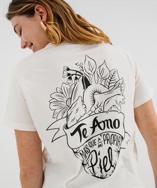 Tee-shirt manches courtes imprimé devant et dos femme - Frida Kahlo vue4 - FRIDA KAHLO - GEMO