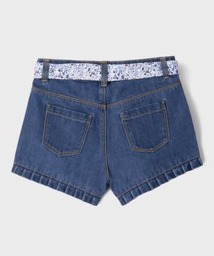 Short en jean à volants avec ceinture fleurie fille - LuluCastagnette vue4 - LULU CASTAGNETTE GEMO FOR GOOD - GEMO