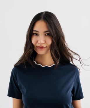 Tee-shirt manches courtes à col fantaisie femme vue3 - GEMO(FEMME PAP) - GEMO