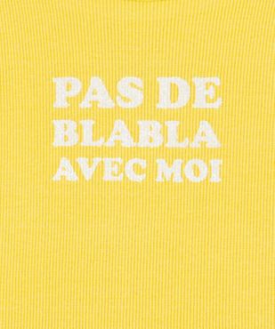 Débardeur à fines bretelles en maille côtelée avec message fille vue2 - GEMO 4G FILLE - GEMO