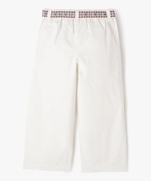 Pantalon large en coton avec ceinture brodée fille vue4 - GEMO 4G FILLE - GEMO