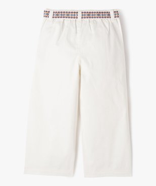 Pantalon large en coton avec ceinture brodée fille vue4 - GEMO 4G FILLE - GEMO