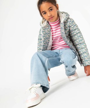 Doudoune déperlante à capuche et motif fleuri fille vue6 - GEMO 4G FILLE - GEMO