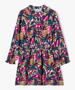 Robe imprimée à manches longues et col chemise fille vue1 - GEMO (ENFANT) - GEMO