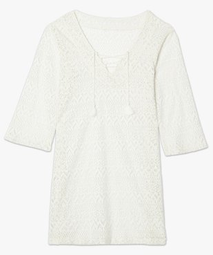 Robe de plage femme courte ajourée à manches 3/4 vue4 - GEMO (PLAGE) - GEMO