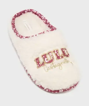 Mules d’intérieur en sherpa avec inscription brodée femme - LuluCastagnette vue5 - LULUCASTAGNETTE - GEMO