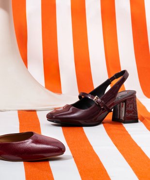 Escarpins femme vernis à talon faire et à bout carré avec bride à boucle vue2 - FOLLOW ME - GEMO