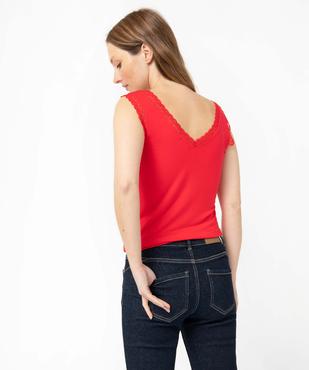 Débardeur avec col V en dentelle femme vue3 - GEMO 4G FEMME - GEMO