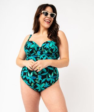 Maillot de bain une pièce emboitant à motifs fleuris femme vue3 - GEMO 4G FEMME - GEMO