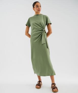 Robe longue à manches courtes en jersey de coton femme vue2 - GEMO(FEMME PAP) - GEMO