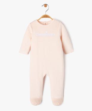 Pyjama dors-bien en velours avec message bébé fille vue1 - PREMIER PRIX BY GEMO - GEMO