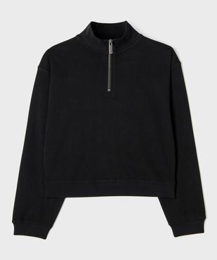 Sweat à col camionneur zippé coupe loose en maille extensible fille vue1 - GEMO 4G FILLE - GEMO