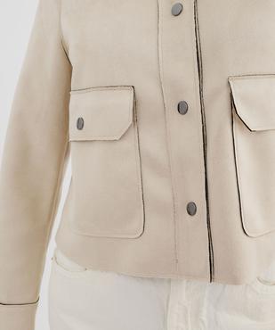 Veste courte en suédine avec poches à rabat femme vue2 - GEMO 4G FEMME - GEMO