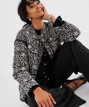 Veste matelassée à col rond à motifs femme vue1 - GEMO 4G FEMME - GEMO