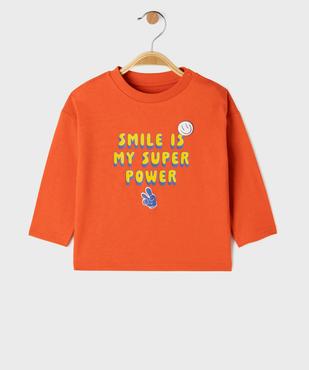 Tee-shirt manches longues en jersey de coton flammé imprimé bébé garçon  vue1 - GEMO 4G BEBE - GEMO