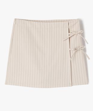 Jupe-short à fines rayures et pan noué fille vue2 - GEMO (JUNIOR) - GEMO