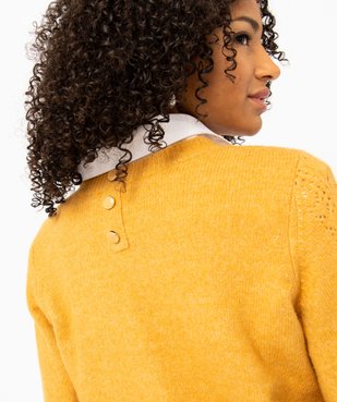 Pull en maille ajourée avec boutons décoratifs femme vue6 - GEMO 4G FEMME - GEMO