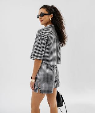 Chemise manches courtes coupe courte motif vichy femme vue4 - GEMO(FEMME PAP) - GEMO