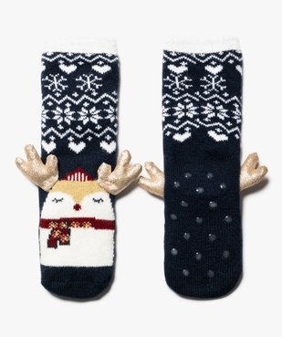 Chaussettes d’intérieur spéciales Noël avec cornes en relief fille vue3 - GEMO (ENFANT) - GEMO