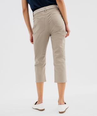 Pantacourt slim taille haute en coton stretch avec ceinture à nouer femme vue3 - GEMO 4G FEMME - GEMO