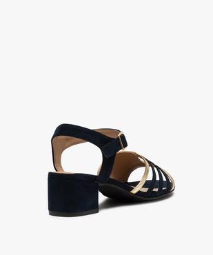 Sandales femme suédées à talon carré et détails métallisés vue4 - GEMO(URBAIN) - GEMO