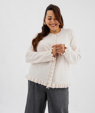 Gilet à petits boutons irisés et finitions volantées femme grande taille vue1 - GEMO (G TAILLE) - GEMO