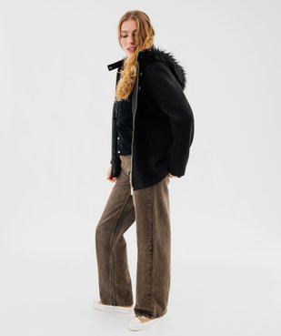 Manteau court à capuche bordée de fourrure imitation femme vue5 - GEMO(FEMME PAP) - GEMO