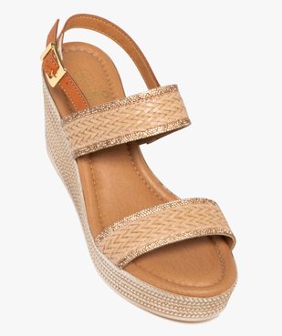 Sandales femme à talon compensé et brides effet tissé avec paillettes vue6 - VALENTINA BALDA - GEMO