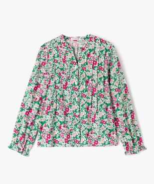Chemise fleurie avec fines rayures pailletées fille - LuluCastagnette vue1 - LULUCASTAGNETTE - GEMO