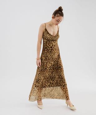 Robe longue à fines bretelles en maille imprimée femme vue1 - GEMO(FEMME PAP) - GEMO