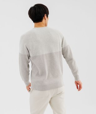 Pull en maille côtelée bicolore homme vue3 - GEMO 4G HOMME - GEMO