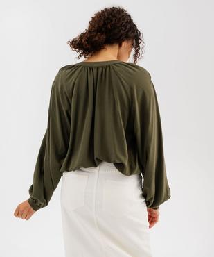 Blouse manches longues en viscose unie à col rond boutonné femme vue4 - GEMO(FEMME PAP) - GEMO