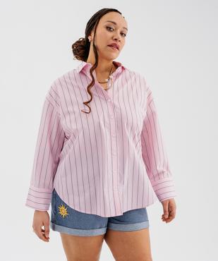 Chemise manches longues en coton rayé femme vue1 - GEMO (G TAILLE) - GEMO