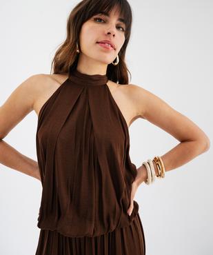 Blouse sans manches en satin avec col noué femme vue2 - GEMO(FEMME PAP) - GEMO